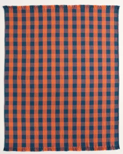 BLOCK PLAID ORGANIC COTTON FRINGED THROW