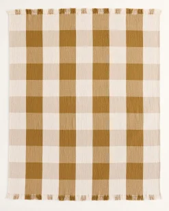 BLOCK PLAID ORGANIC COTTON FRINGED THROW