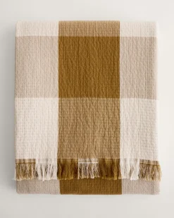 BLOCK PLAID ORGANIC COTTON FRINGED THROW