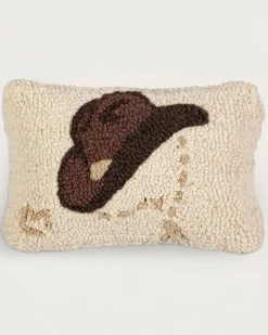 COWBOY HAT HOOKED SMALL LUMBAR PILLOW