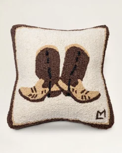 COWPOKE BOOTS HOOKED SQUARE PILLOW