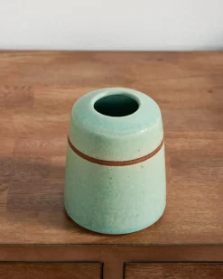 HANDMADE STONEWARE & WOOD BUD VASE