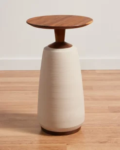 HANDMADE STONEWARE & WOOD COCKTAIL TABLE