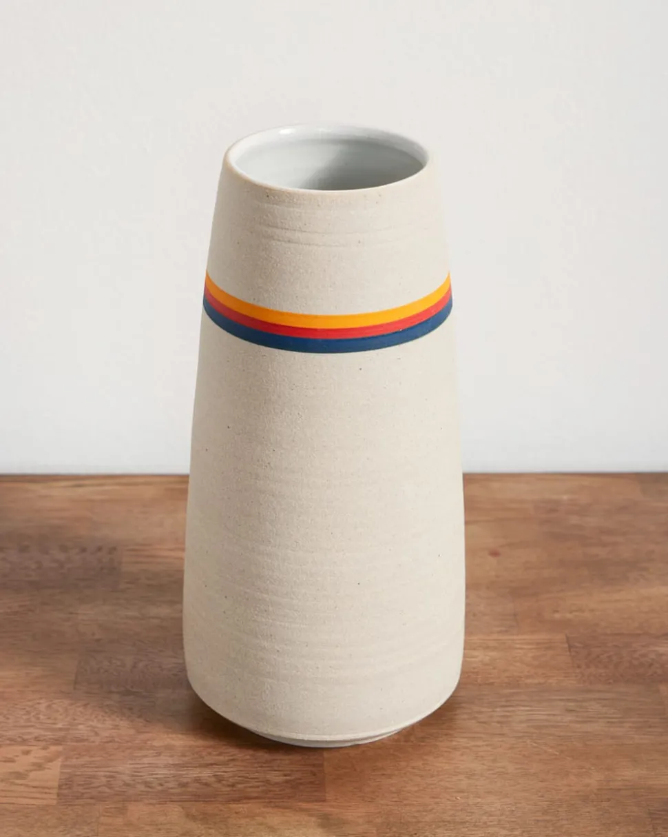 HANDMADE STONEWARE & WOOD STEM VASE