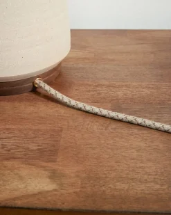HANDMADE STONEWARE & WOOD TABLE LAMP