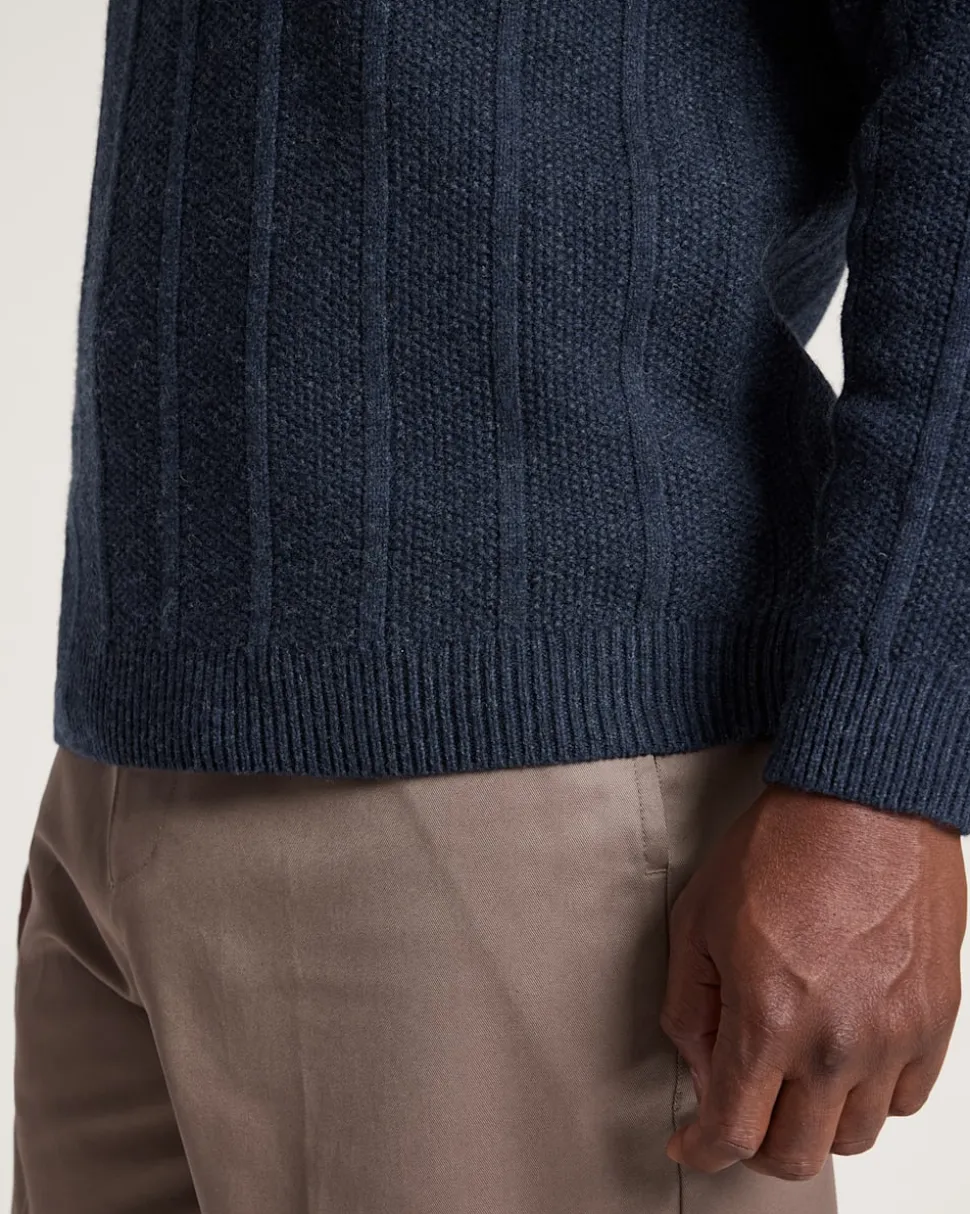 MEN'S MIXED STITCH MERINO V-NECK SWEATER