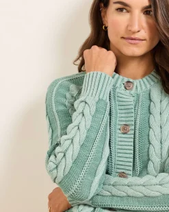 WOMEN'S COTTON CABLE CARDIGAN