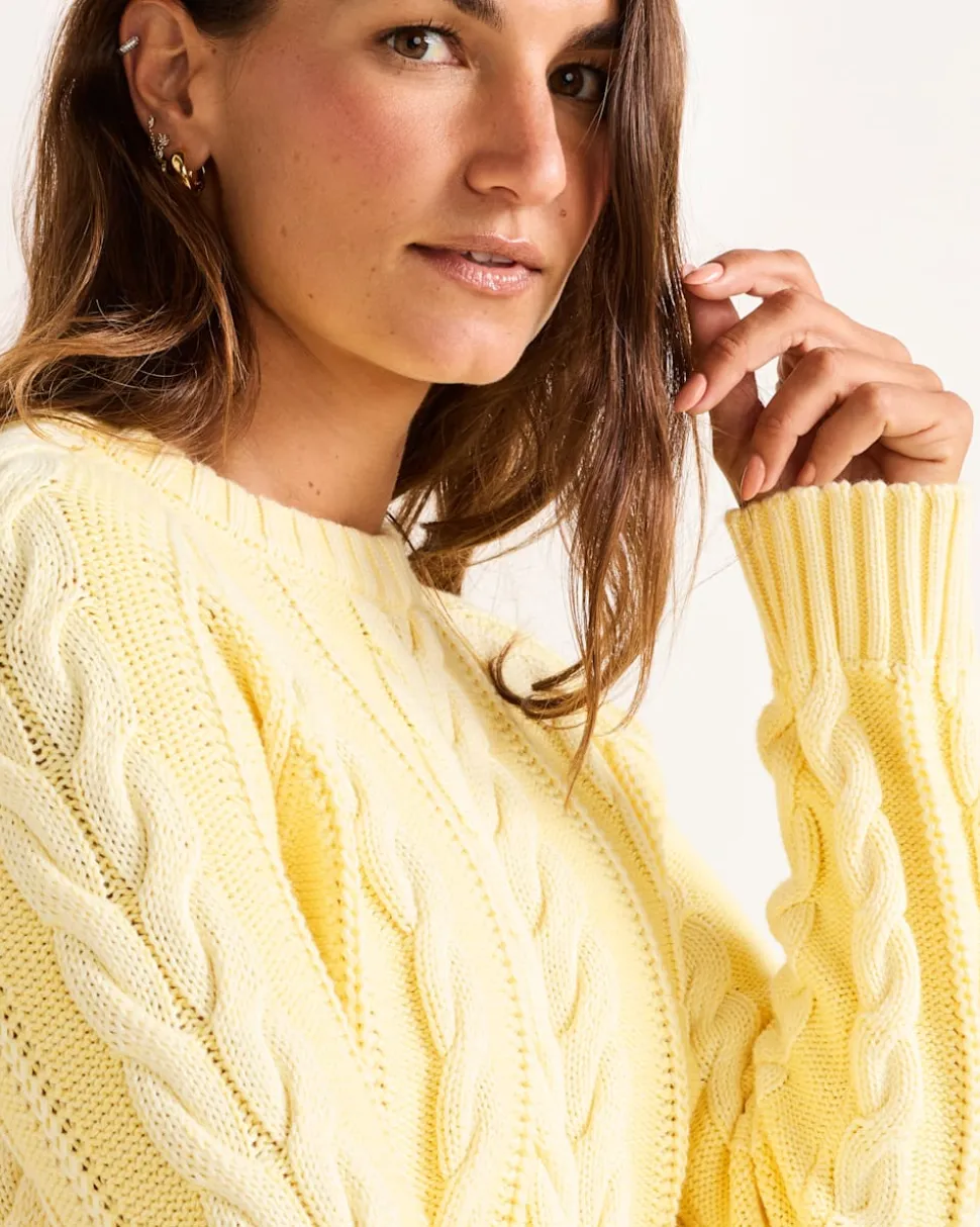 WOMEN'S COTTON CABLE SWEATER