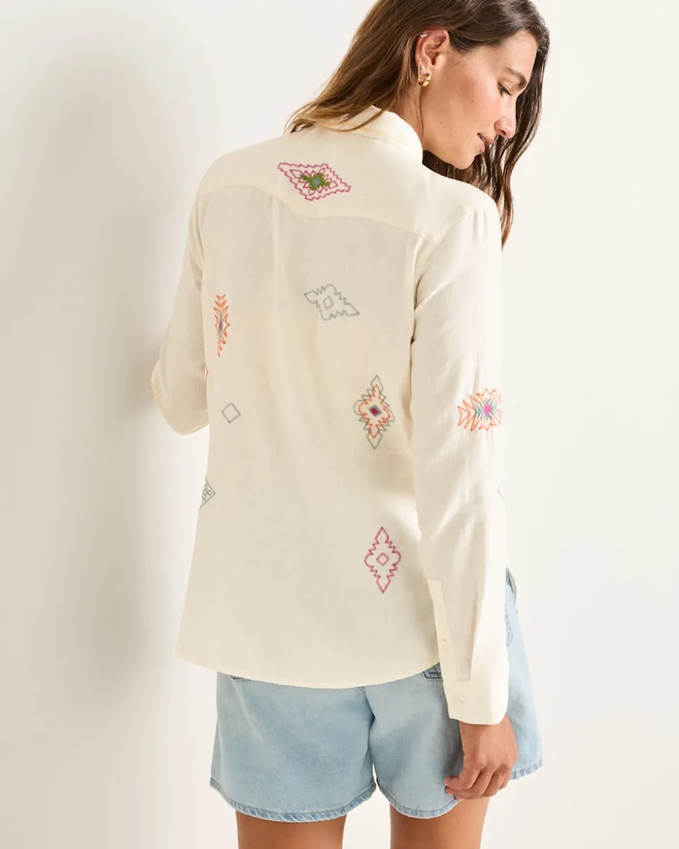WOMEN'S EMBROIDERED PERFECT ONE POCKET SHIRT