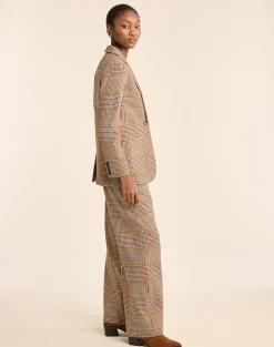WOMEN'S GLEN PLAID WOOL TROUSERS