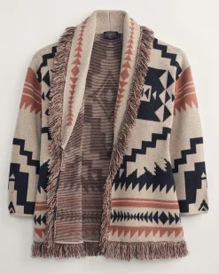 WOMEN'S GRAPHIC FRINGE CARDIGAN