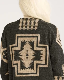 WOMEN'S LAMBSWOOL MIXED GRAPHIC CARDIGAN