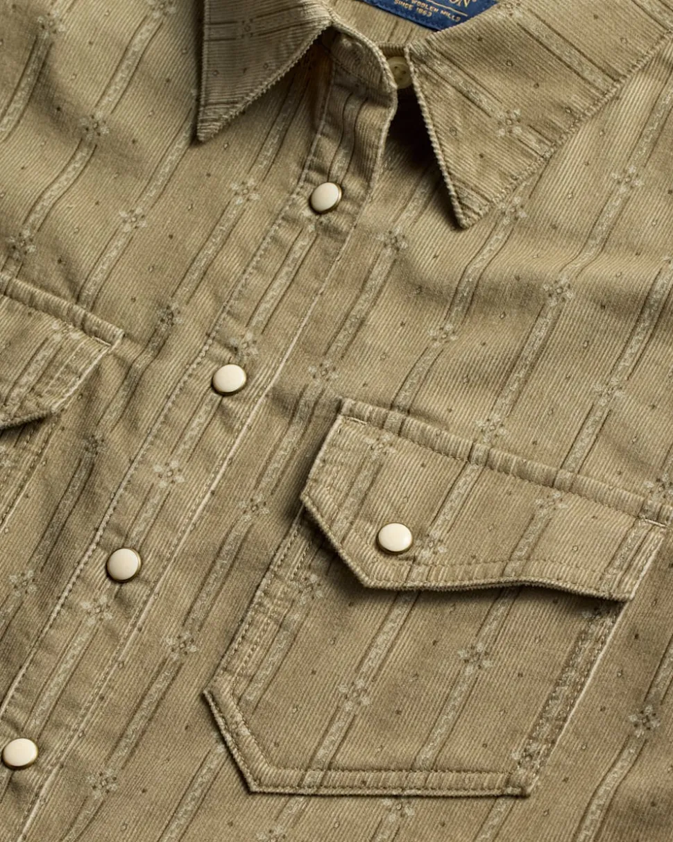 WOMEN'S PRINTED CORDUROY GAMBLER SHIRT