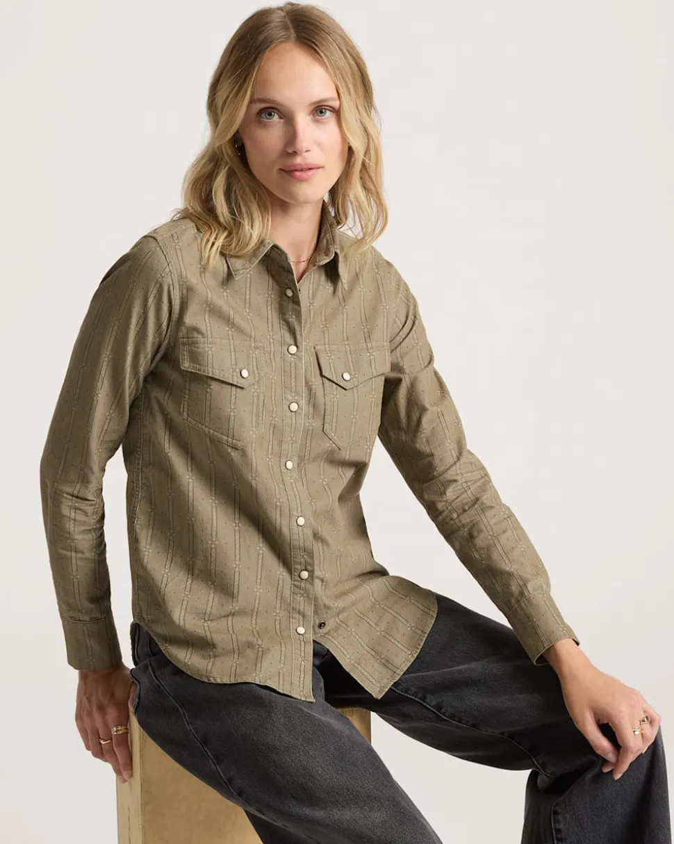 WOMEN'S PRINTED CORDUROY GAMBLER SHIRT