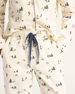 WOMEN'S SKI PRINT FLANNEL PAJAMA SET