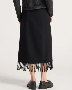 WOMEN'S WOOL FRINGED WRAP SKIRT